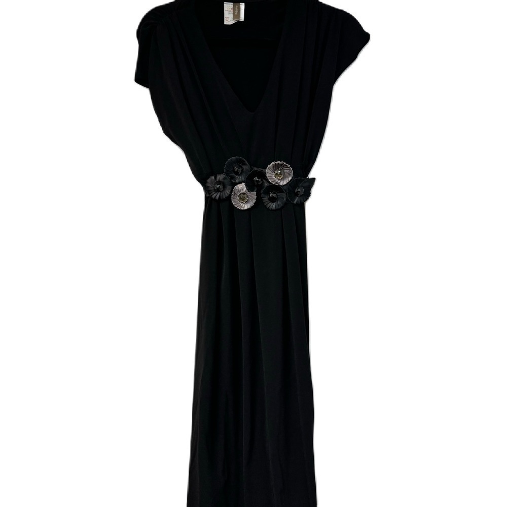 Bellyssima woman’s maternity sz l black belt jumper midi dress fancy lbd party